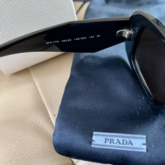 Authentic Prada PR17WS 1AB5S049 Women's Sunglasses 49 mm Black / Dark Grey Lens
